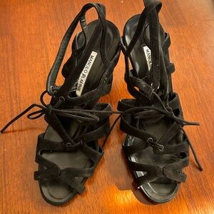 Manolo Blahnik dressy sandals in black suede size 38
